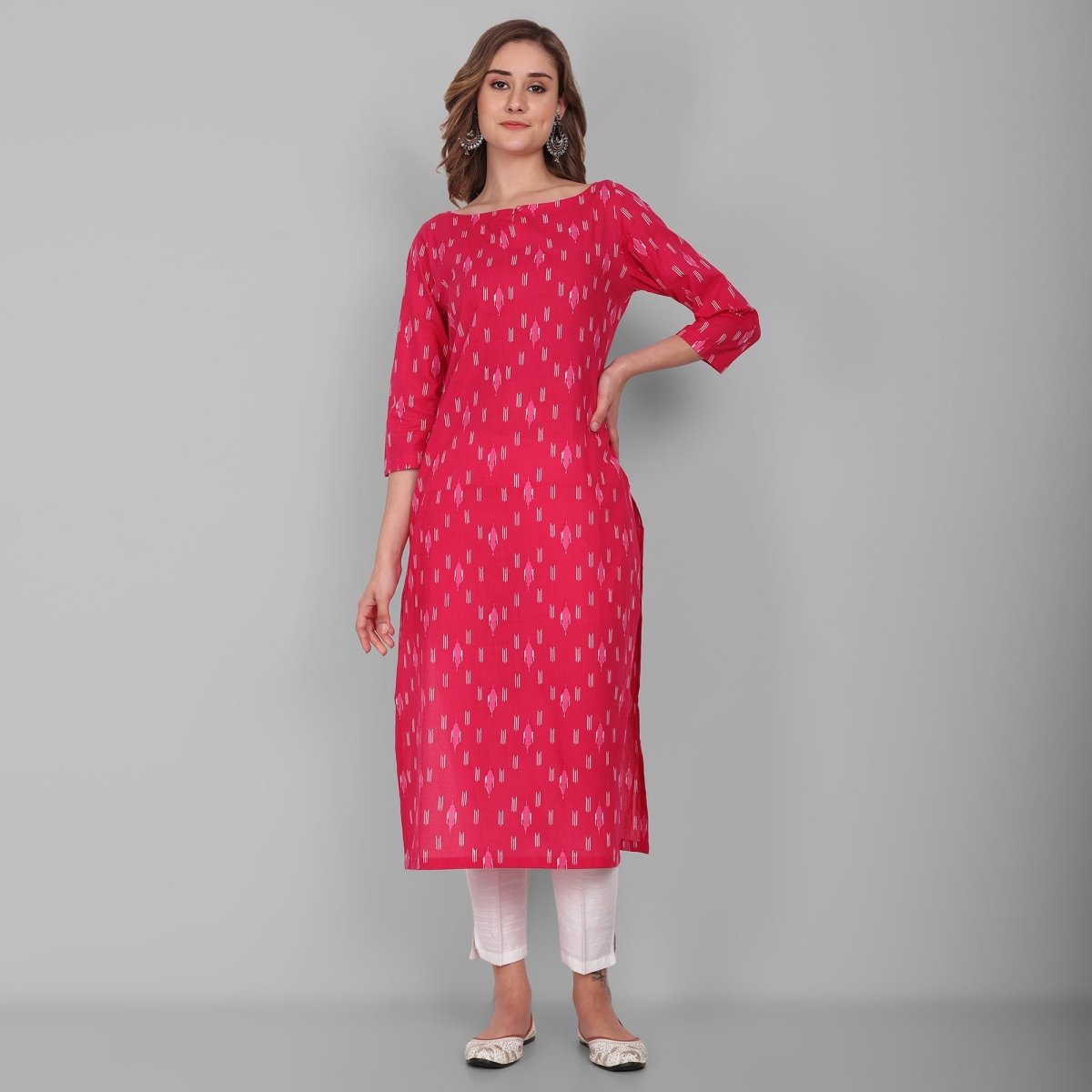 White Straight Cotton Silk Pant with Pockets - Mera Rang