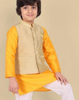 Tan Yellow Cotton silk Kurta and Pajama - Set of 2