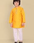 Tan Yellow Cotton silk Kurta and Pajama - Set of 2