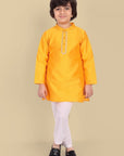Tan Yellow Cotton silk Kurta and Pajama - Set of 2