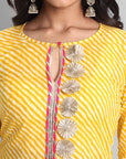 Tan Yellow Rakhiphool Leheriya Kurta