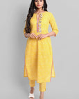 Gray Yellow Rakhiphool Leheriya Kurta