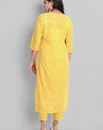 Gray Yellow Rakhiphool Leheriya Kurta