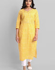 Gray Yellow Samara Leheriya Kurta