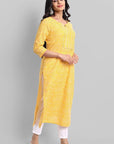 Gray Yellow Samara Leheriya Kurta