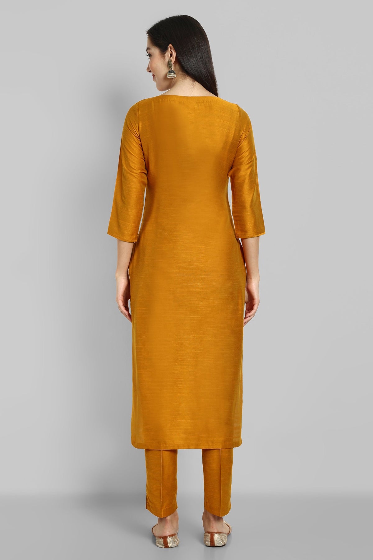 Keyhole Boat Neck Kurta With Trouser - Set of 2