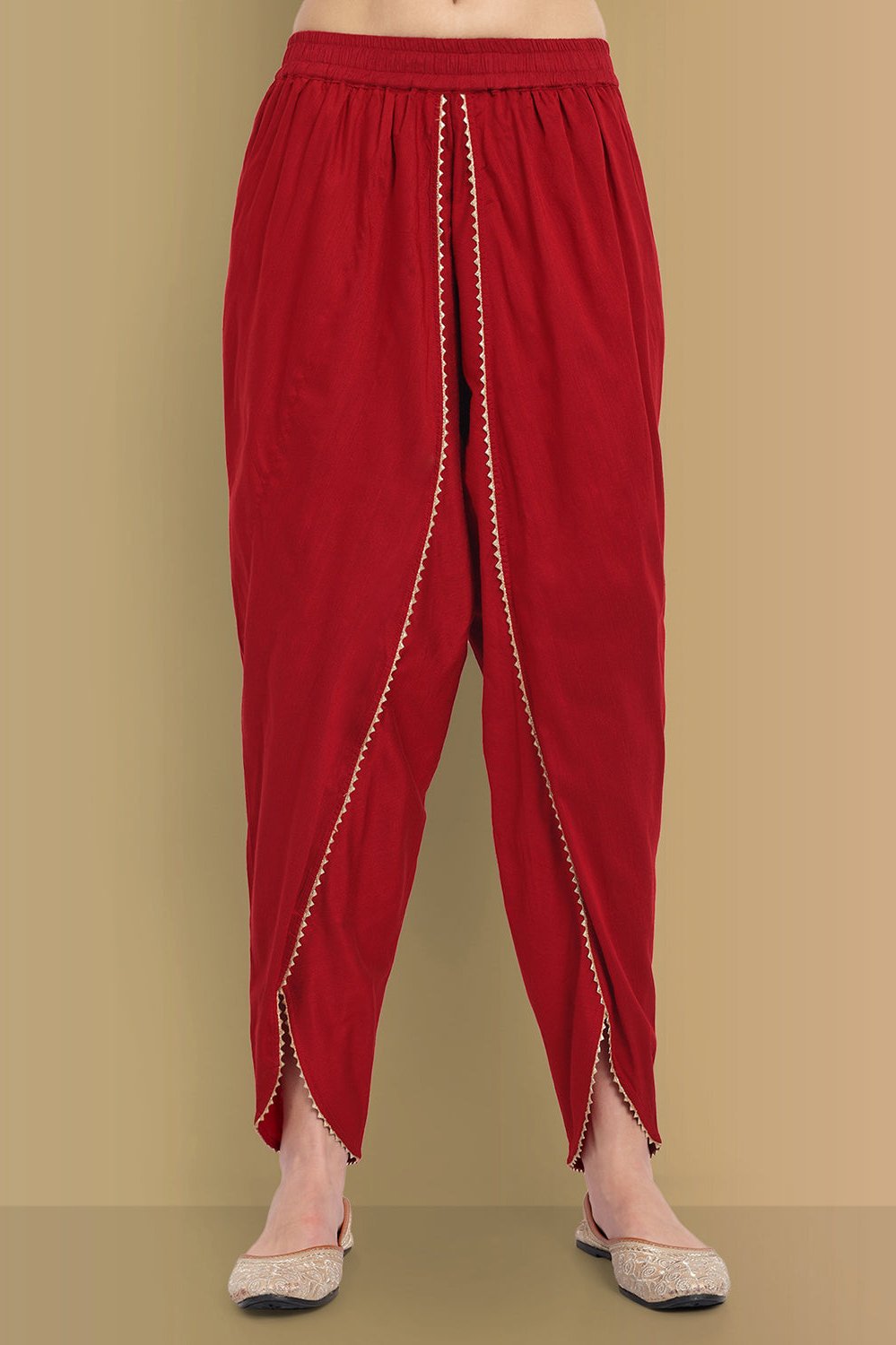 Handcrafted Aamna Cotton Banarasi &amp; Dola Silk Ethnic Wear with Tulip Pant