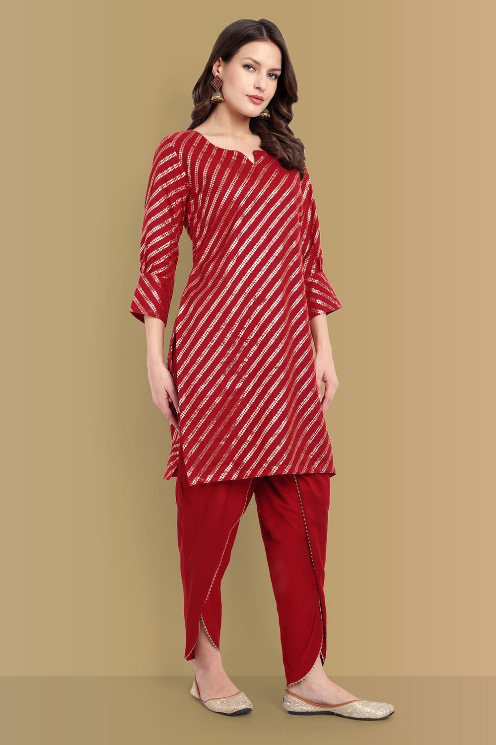 Handcrafted Aamna Short Cotton Banarasi &amp; Cotton Silk Tulip pant