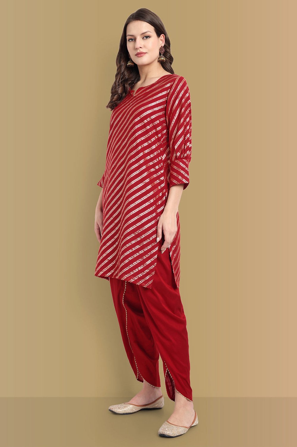 Handcrafted Aamna Short Cotton Banarasi &amp; Cotton Silk Tulip pant