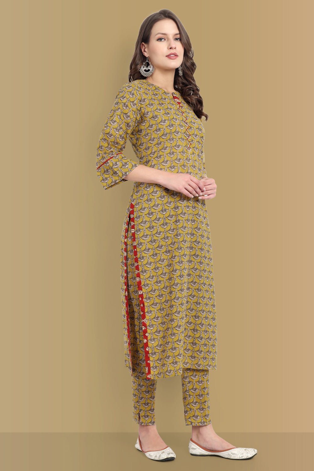 Meera Straight Ajrak Kurta with Neck Detailing