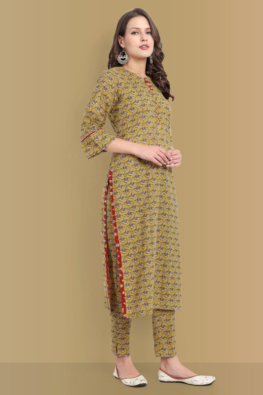 Meera Straight Ajrak Kurta with Neck Detailing