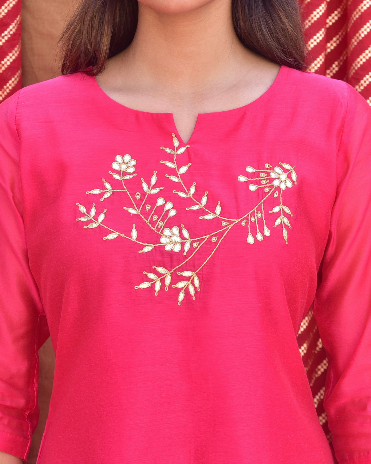 Hand Crafted Chanderi Pink Kurta