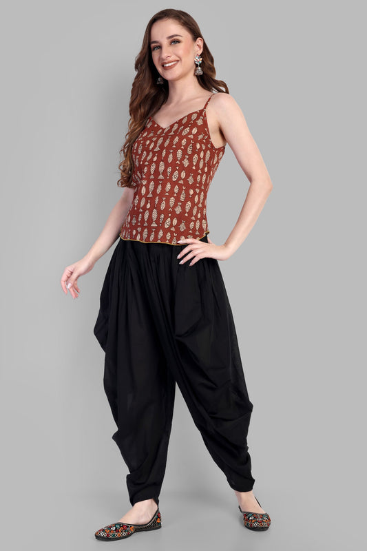 Fish Print Noodle Strap Top