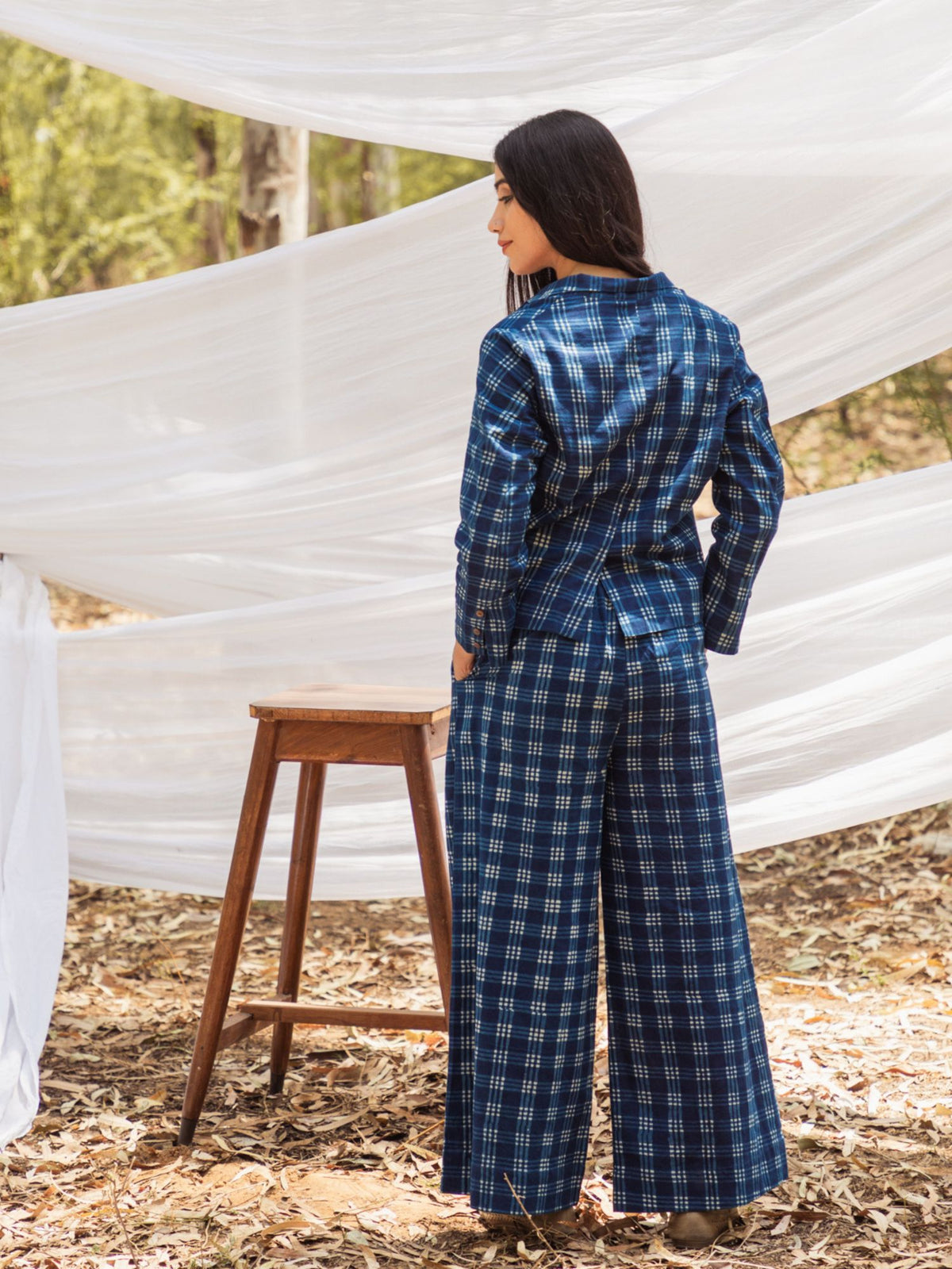 Indigo Elegance: Summer Blazer Co-ord Set