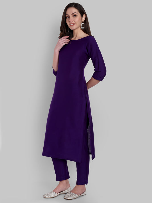 Key Hole Jamun Boat Neck Style With Elasticated Pant - Set of 2