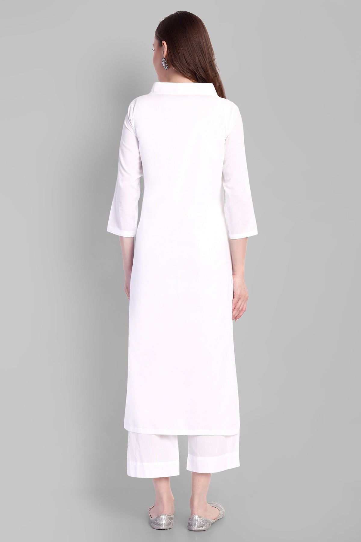 V Neck Basic Kurta with Straight Bottom - Set of 2