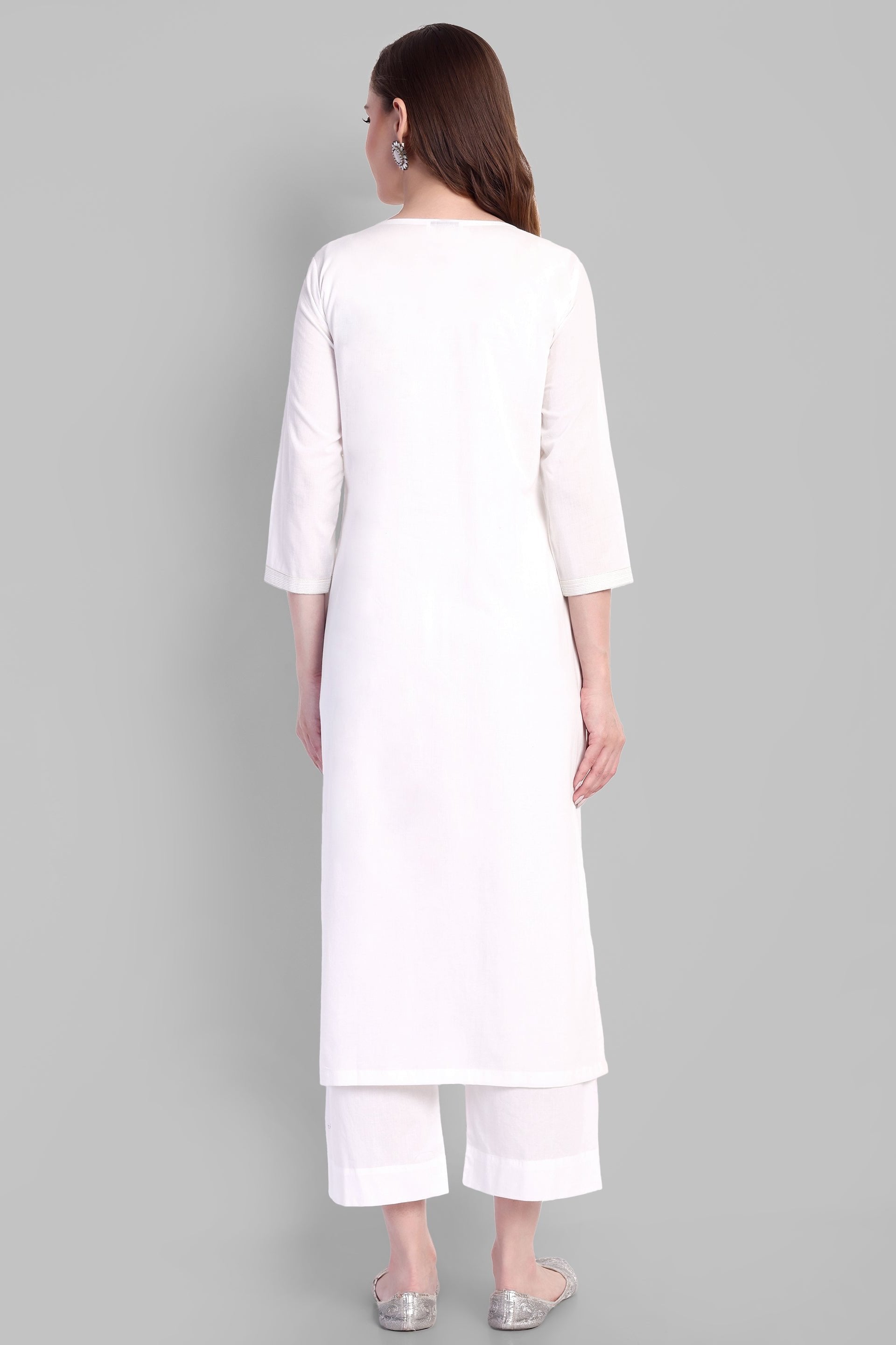 White Embroidery Kurta and Pant - Set of 2
