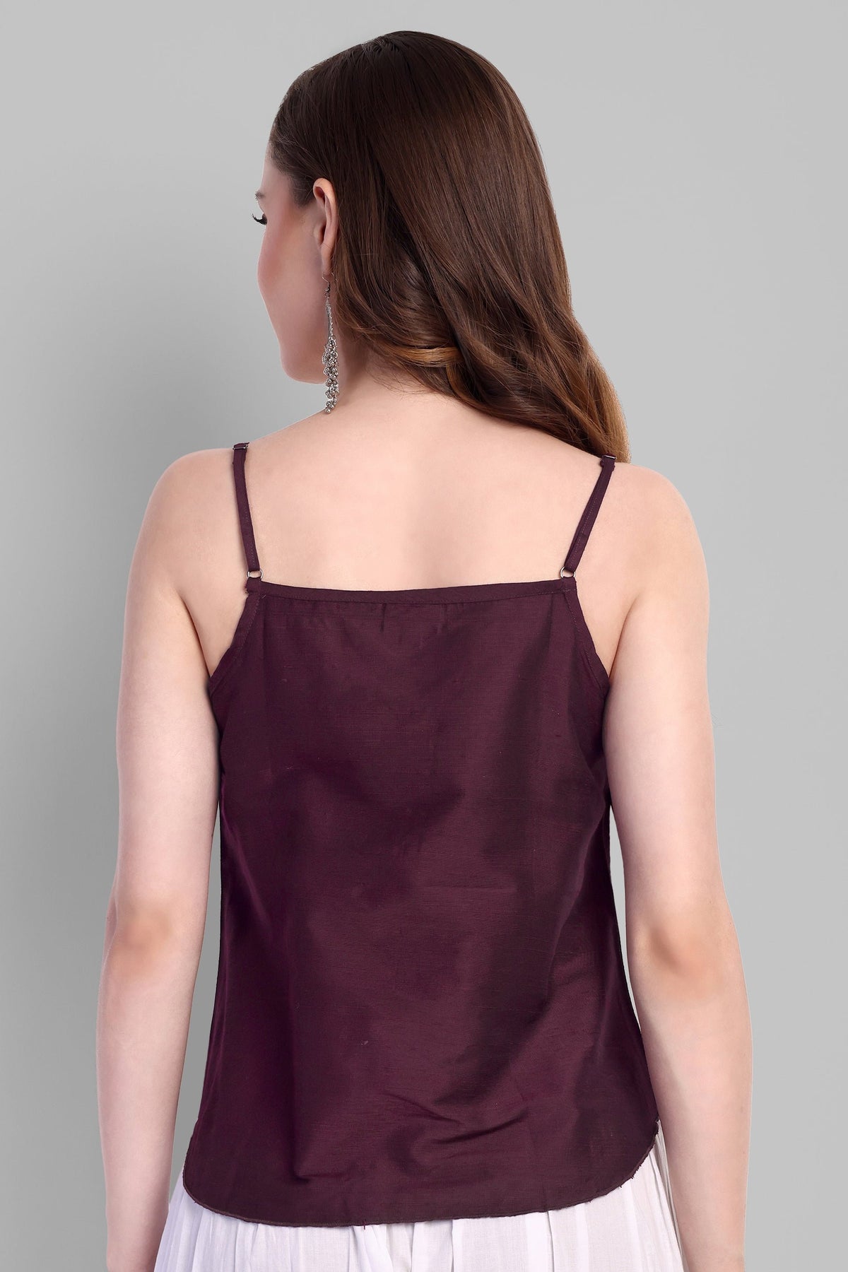 Burgundy Cotton Silk Embriodery Top