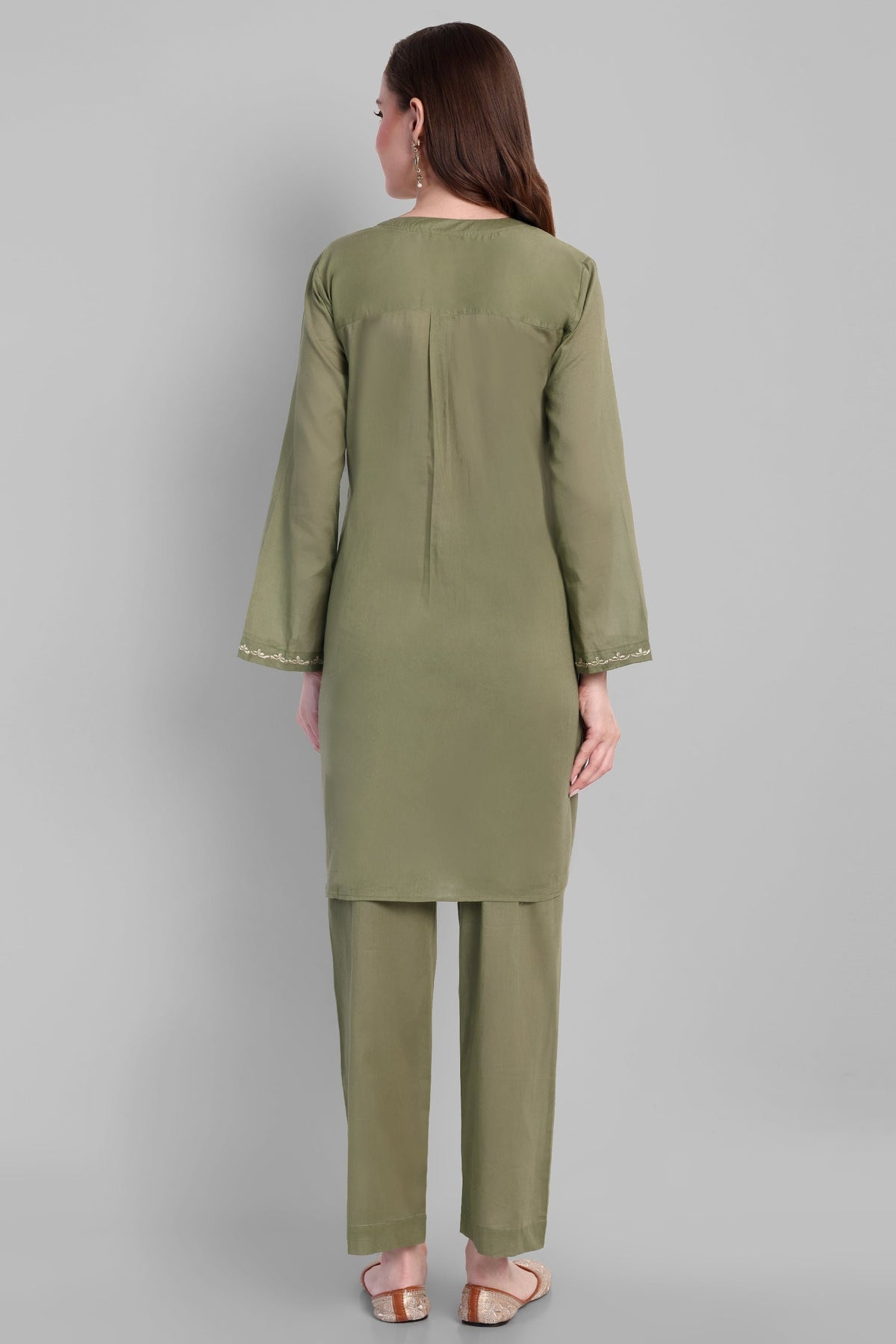 Khaki Green Mul Co-ord Set
