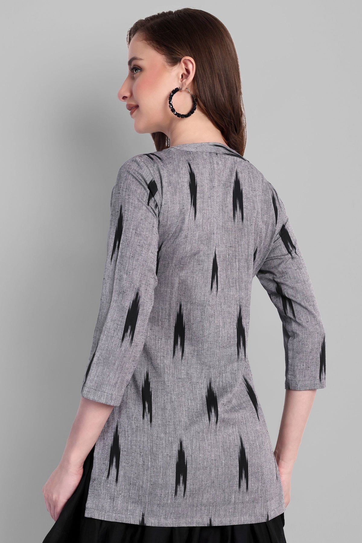 Round Collar Ikkat Short Top
