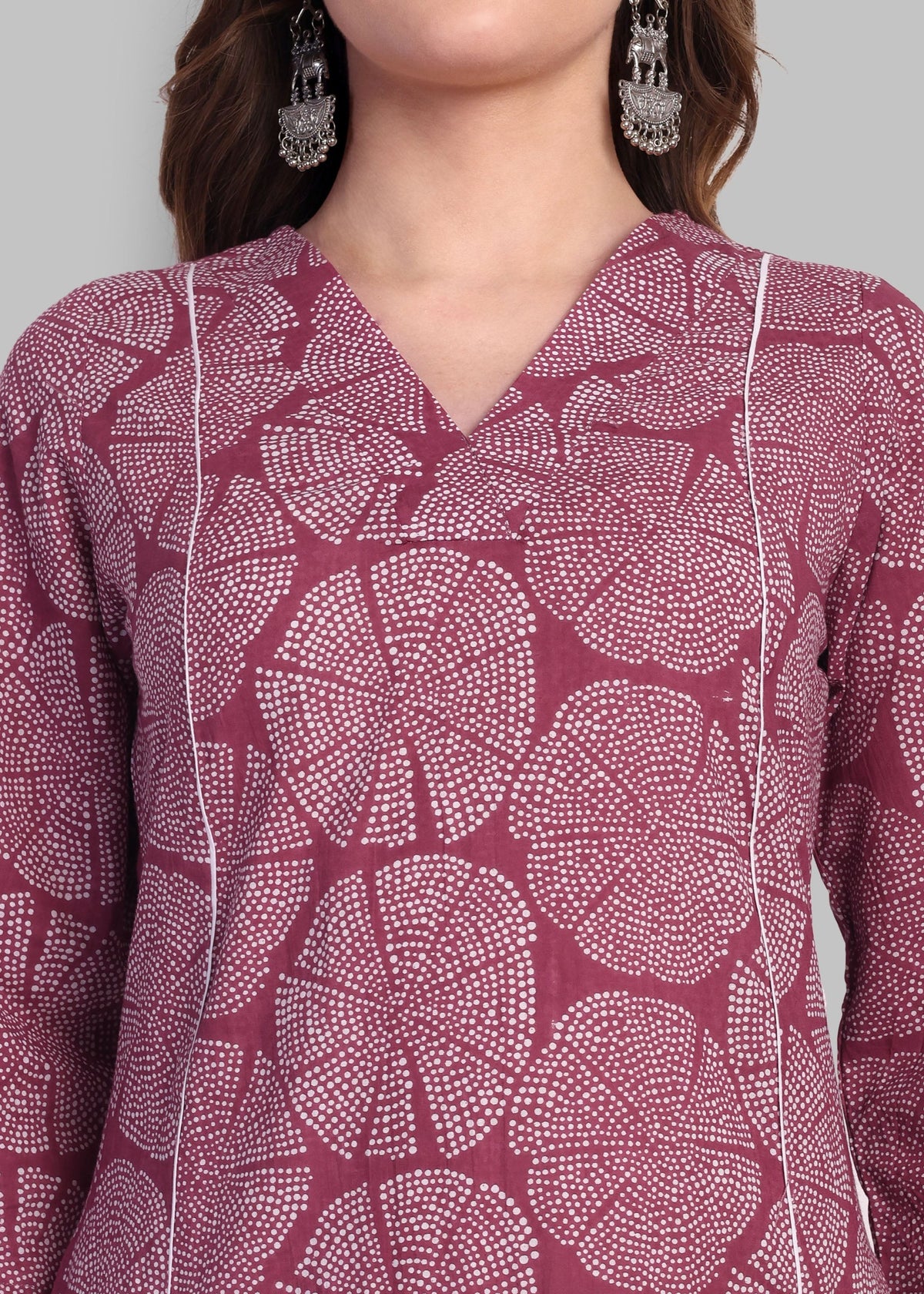 V Neck A Line Kurta and Pant - Set of 2