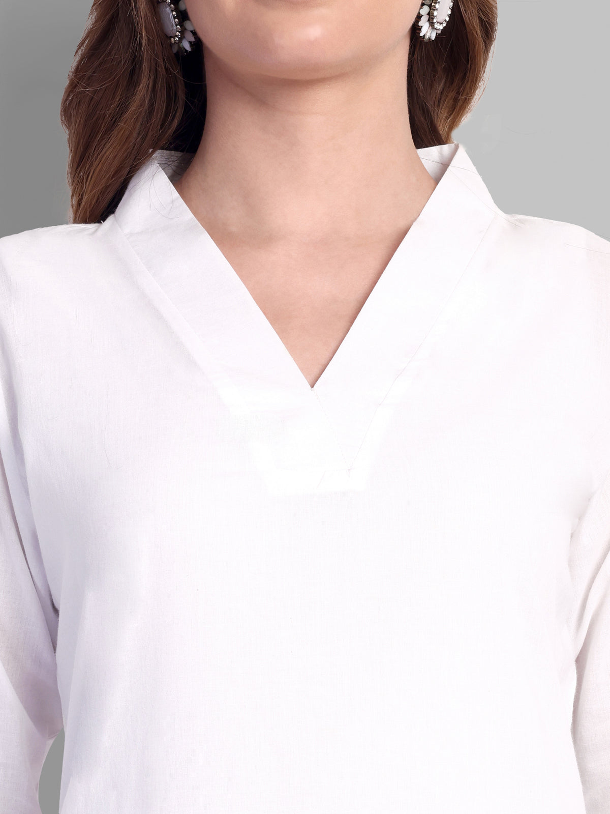 V Neck Basic Kurta with Straight Bottom - Set of 2