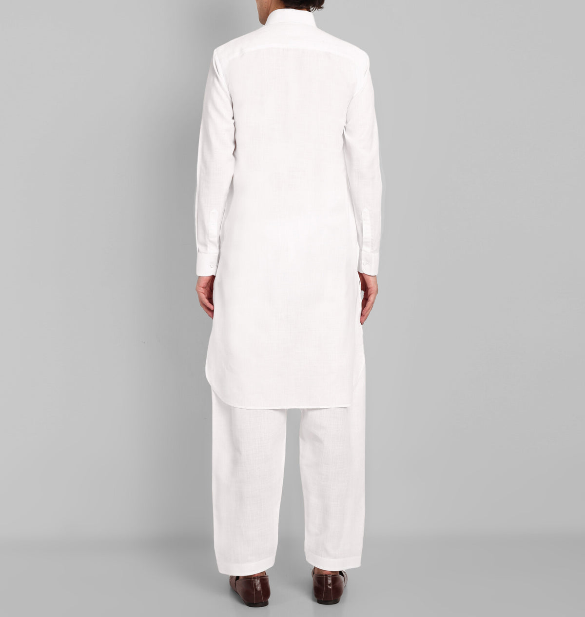 White Cotton-Linen Pathani Suit