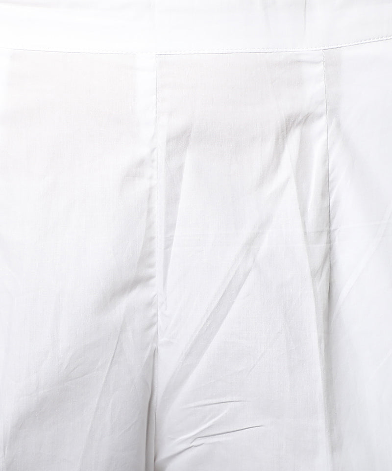 Straight Fit Cotton White Drainpipe Pants