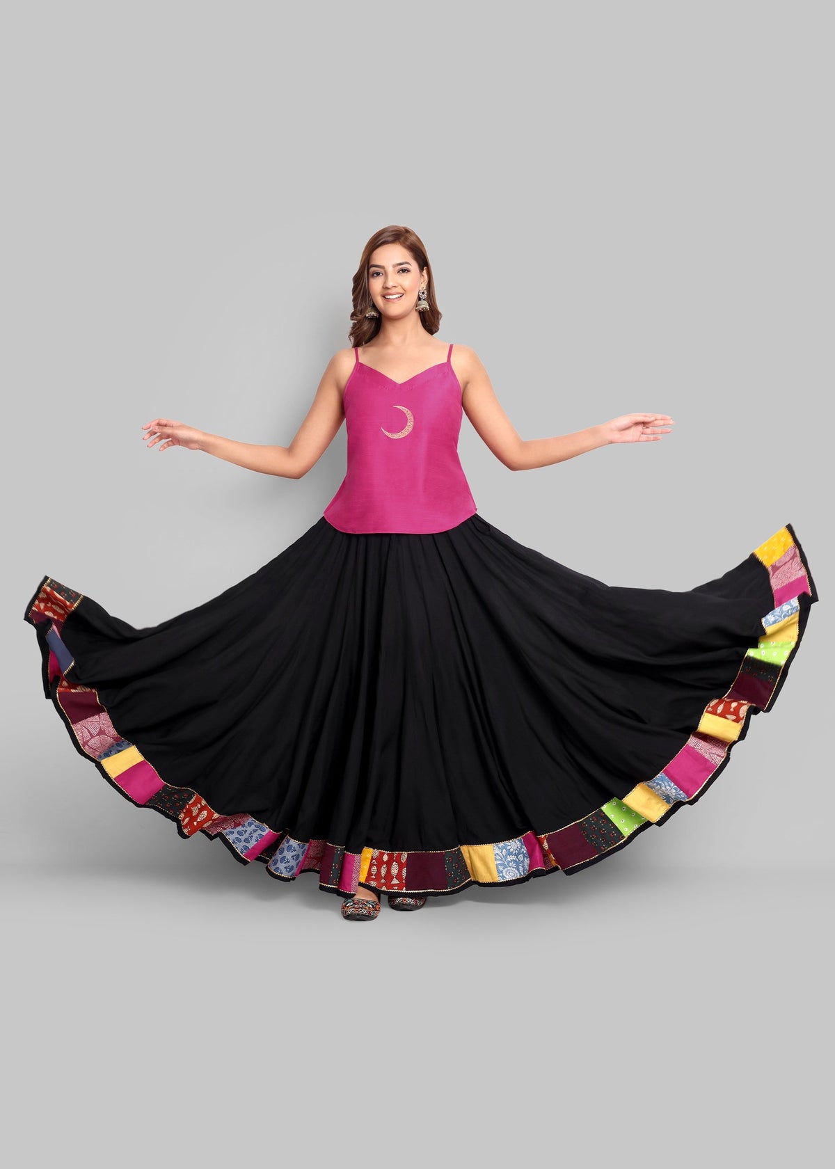 Hot Pink Cotton Silk Embroidery Top
