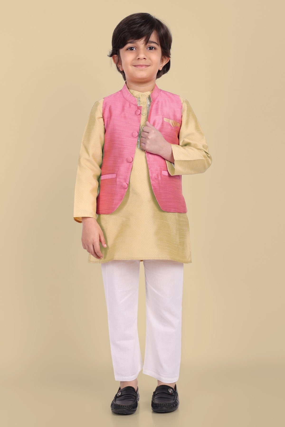 Boys Golden Kurta and Pajama