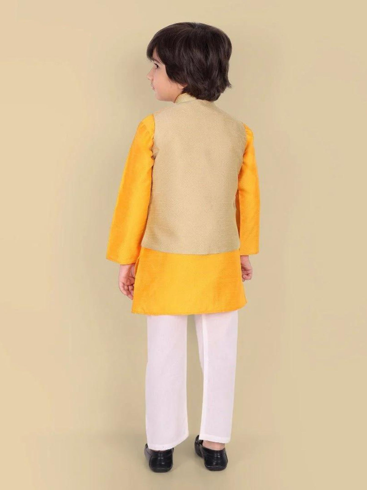 Yellow Cotton Silk Kurta and Pajama - Set of 2 - Mera Rang
