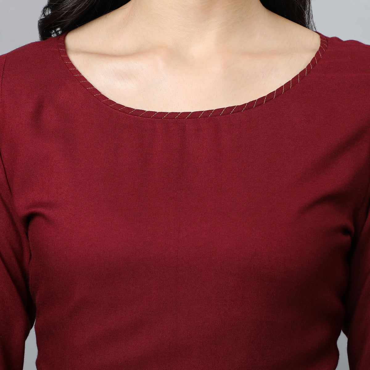 Maroon Rayon Crop-top - Mera Rang