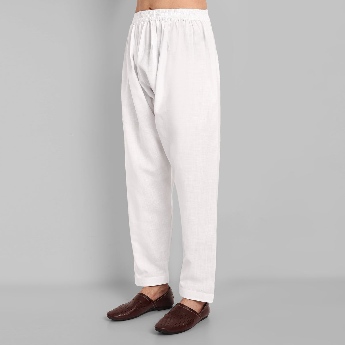 White Cotton-Linen Pathani Suit