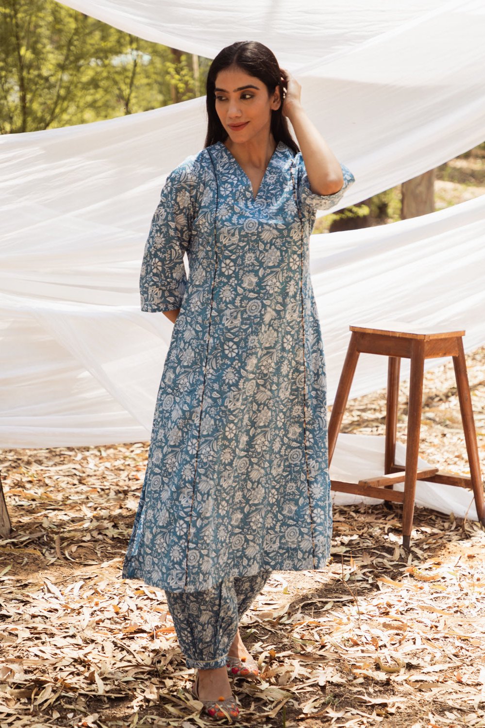 Maira V Neck A Line Kurta with Harem Pant
