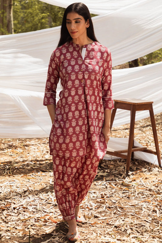 Samiya Pink Kurta with Harem Pant - Set of 2