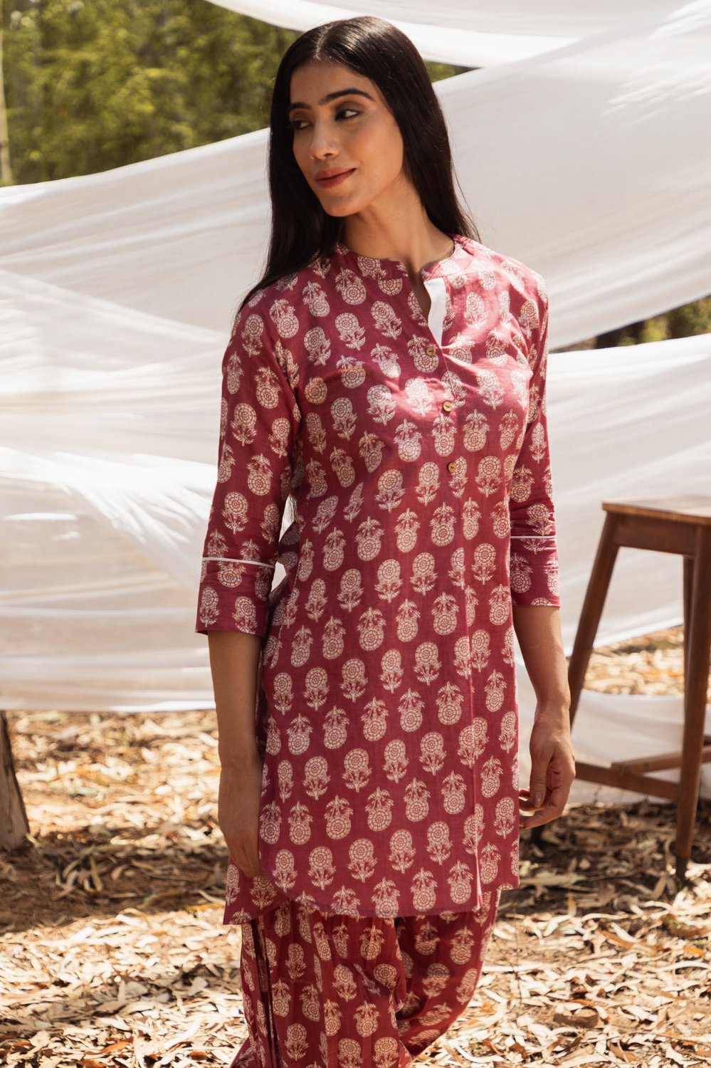 Samiya Pink Kurta with Harem Pant - Set of 2