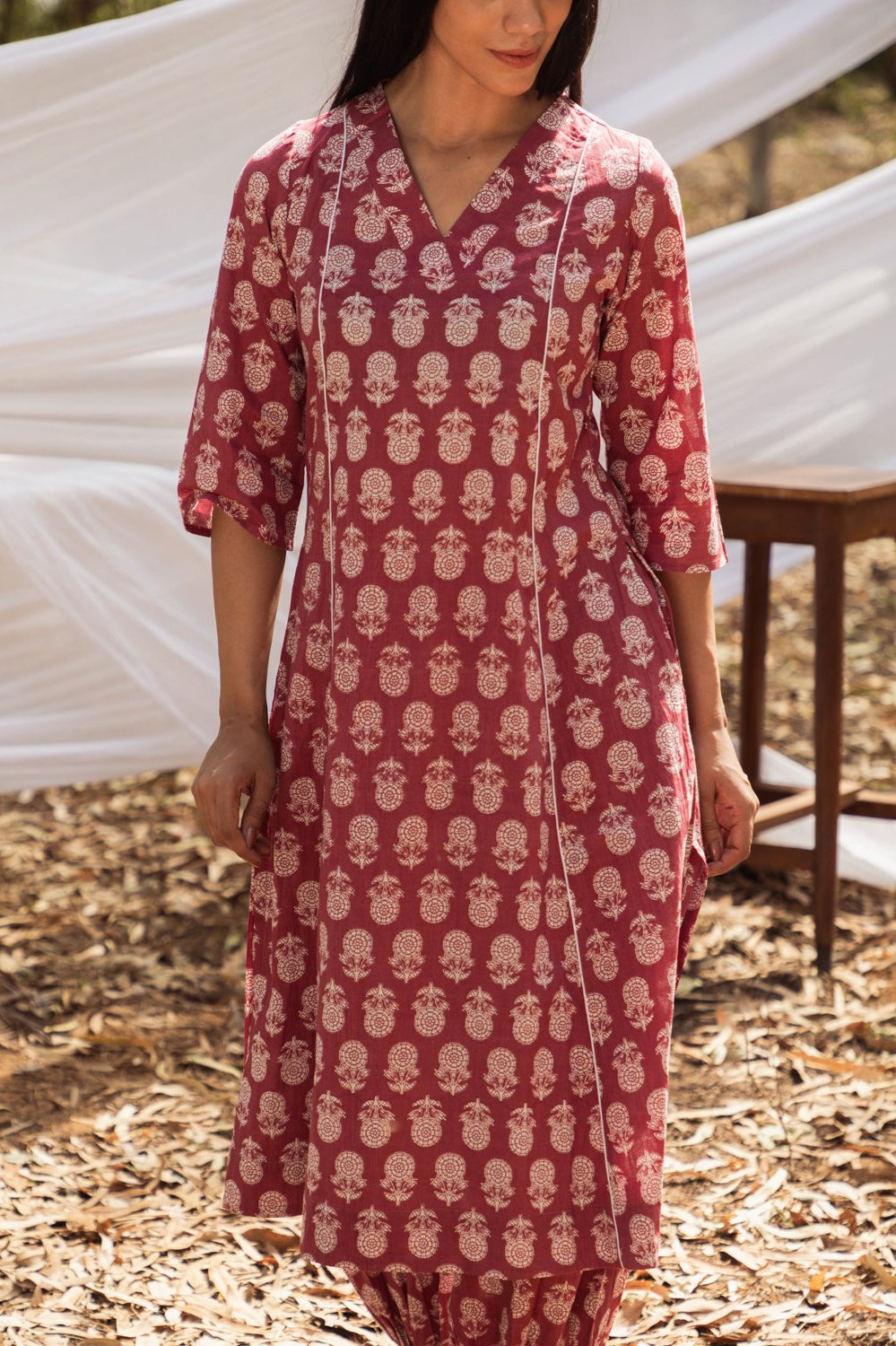 Maira Block Print A Line Kurta with Harem Pant