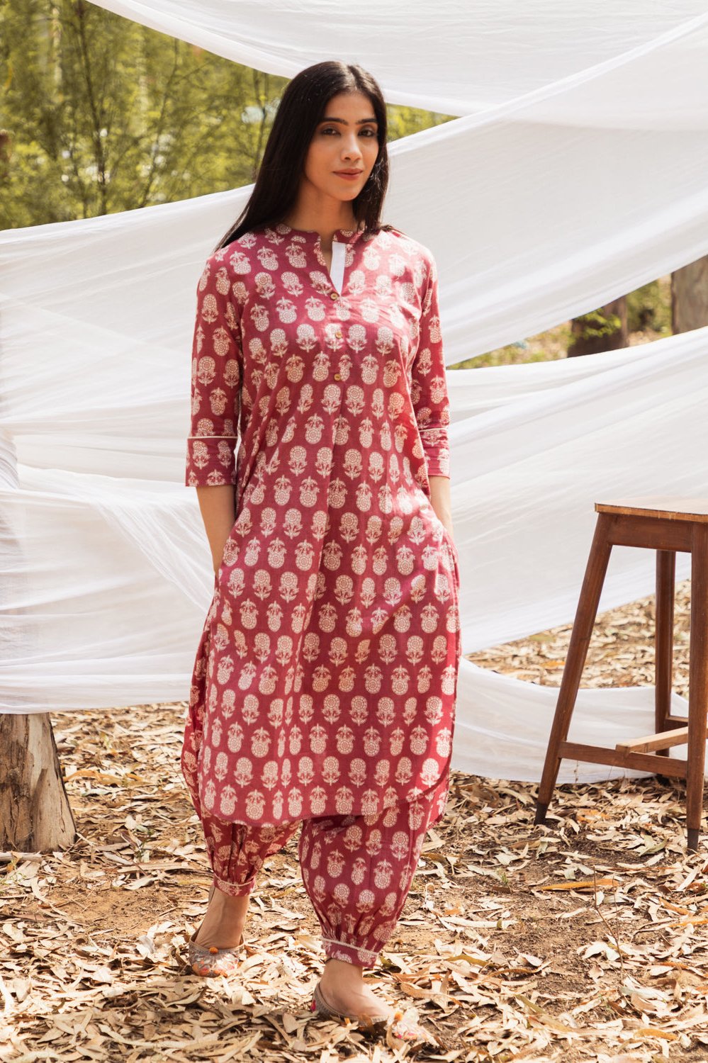Samiya Asymmetric Elegance: Kurta with Harem Pant - Set of 2