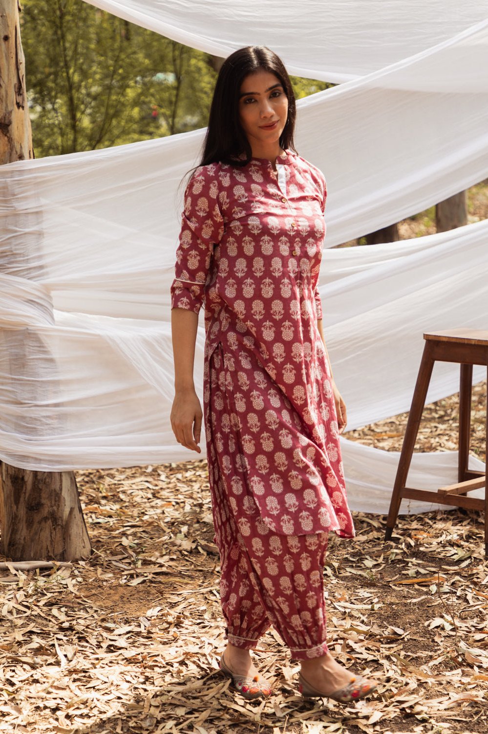 Samiya Asymmetric Elegance: Kurta with Harem Pant - Set of 2