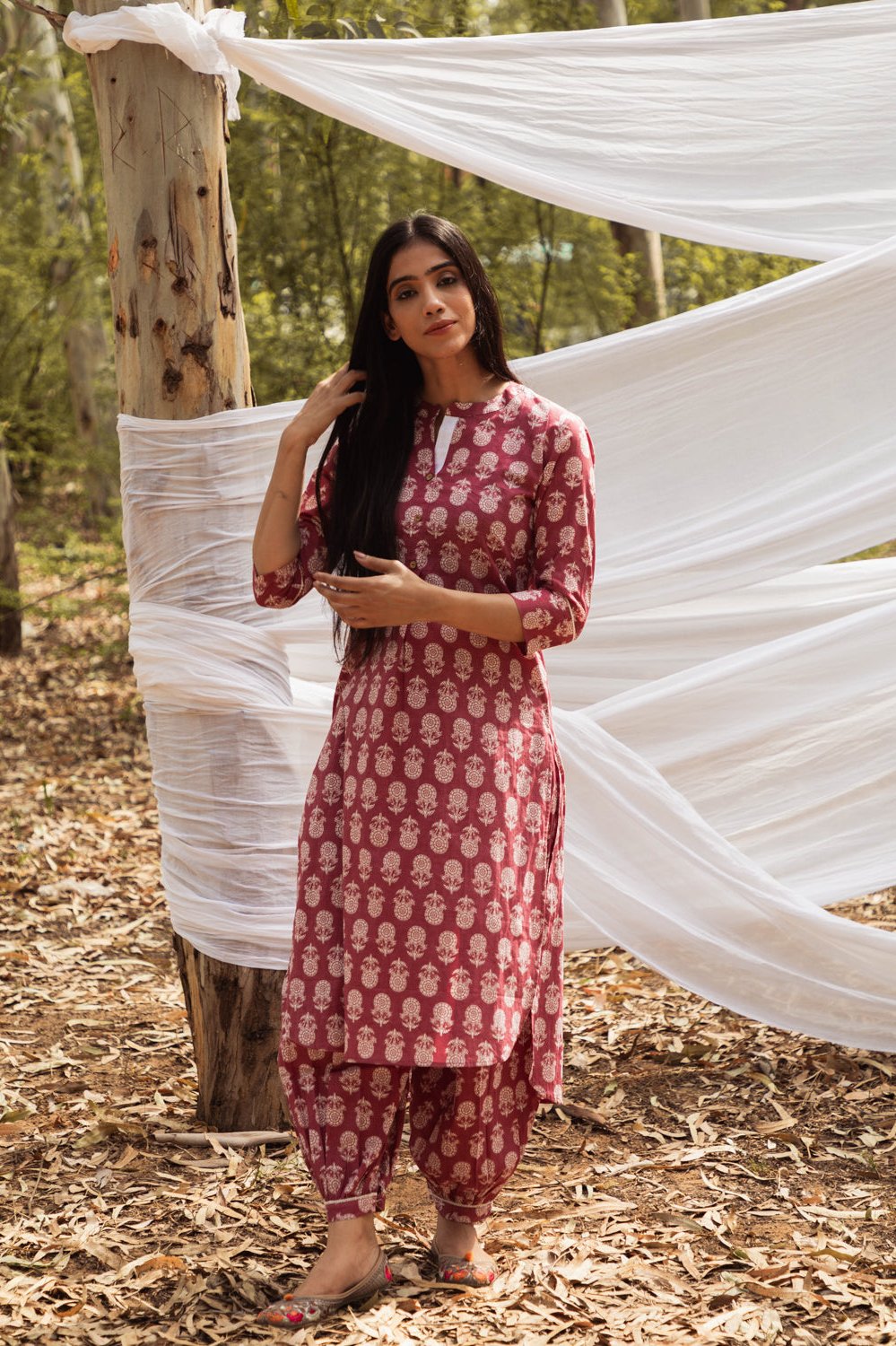 Samiya Asymmetric Elegance: Kurta with Harem Pant - Set of 2