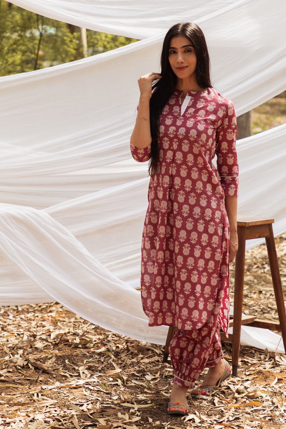 Samiya Asymmetric Elegance: Kurta with Harem Pant - Set of 2