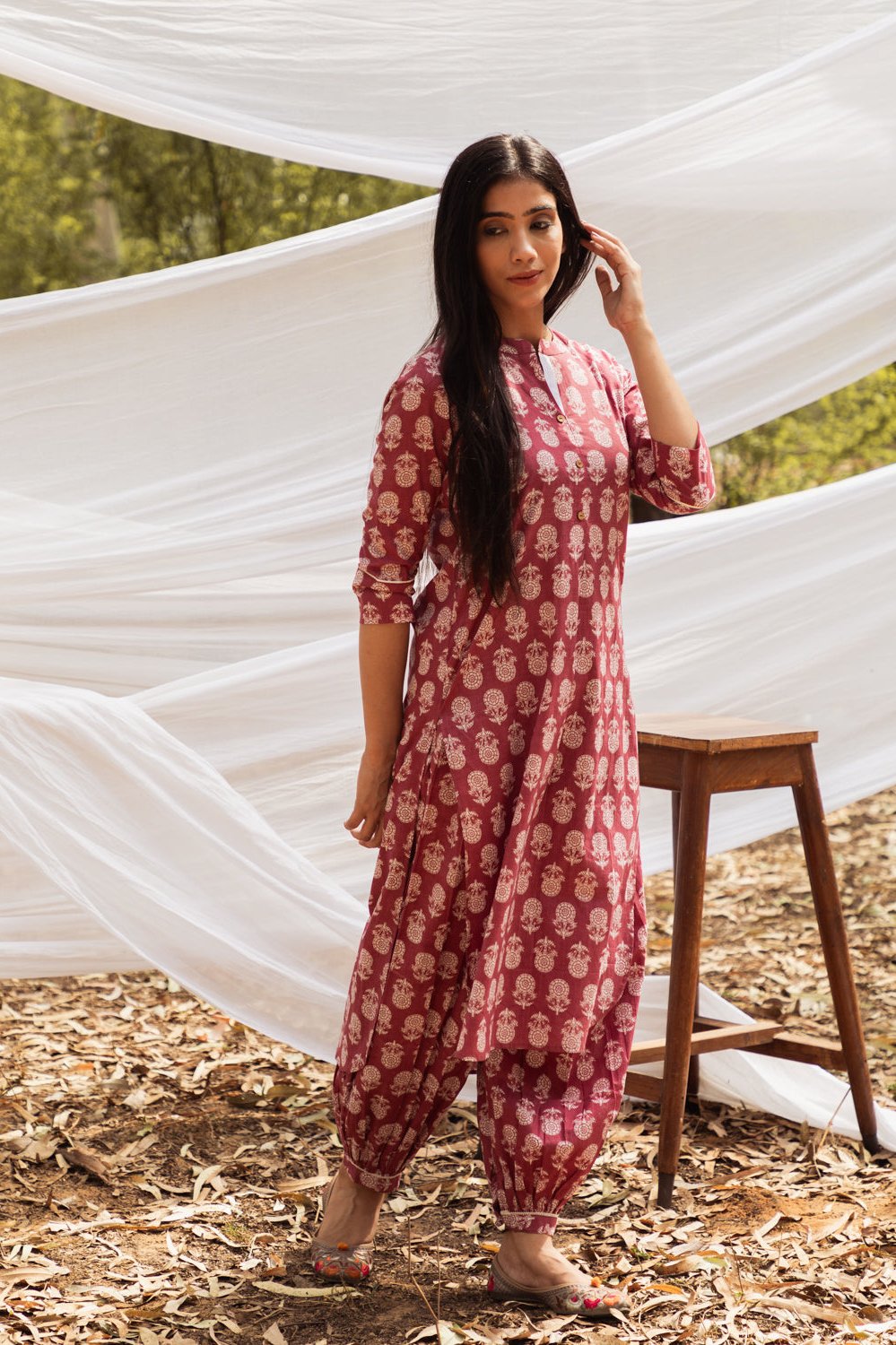 Samiya Asymmetric Elegance: Kurta with Harem Pant - Set of 2