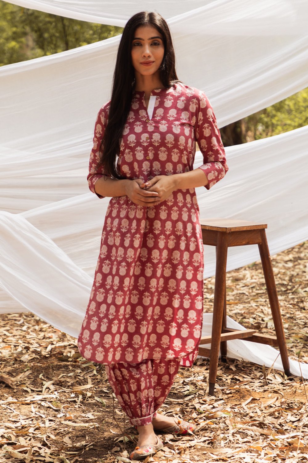 Samiya Asymmetric Elegance: Kurta with Harem Pant - Set of 2