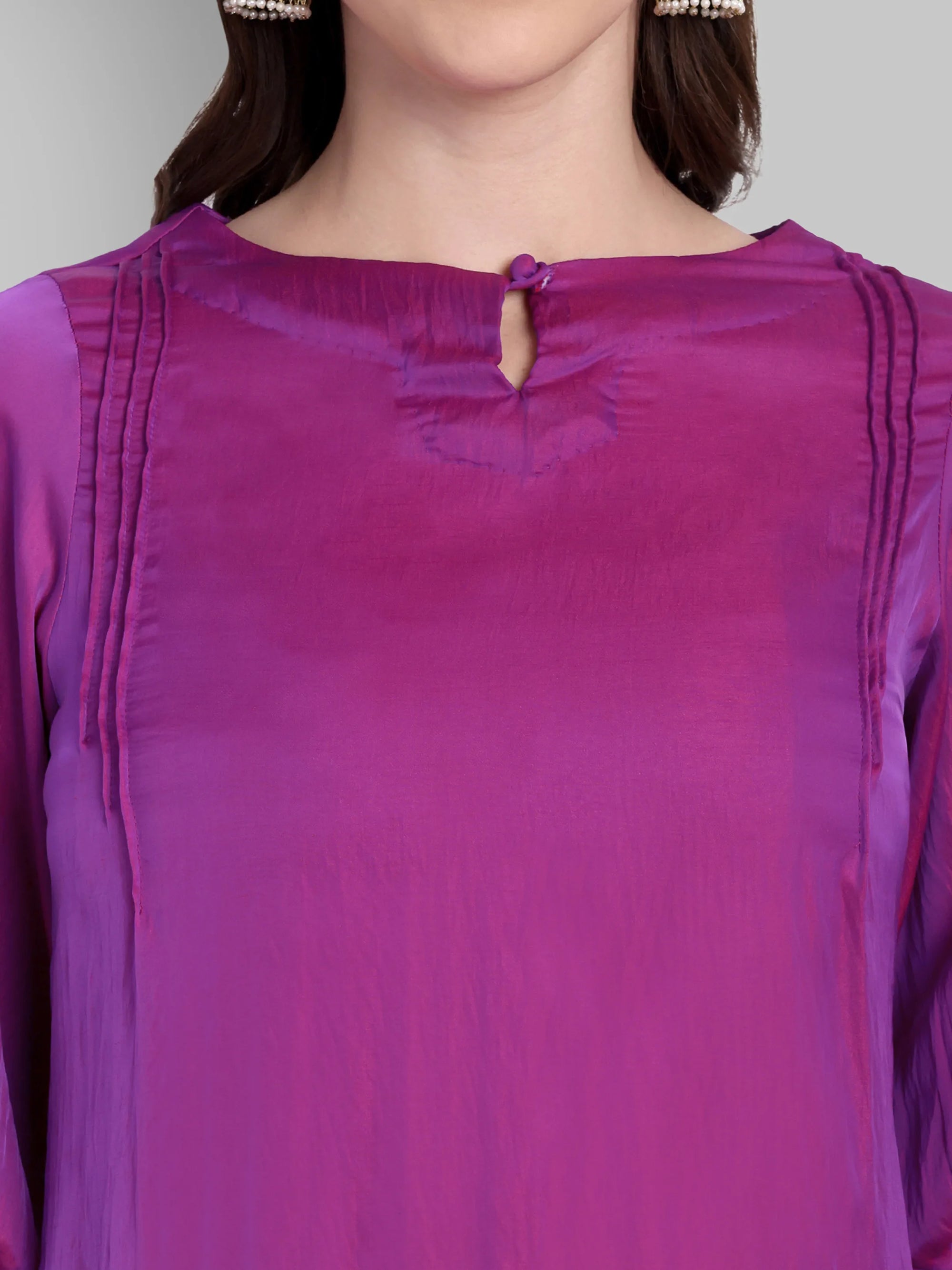 Vibrant Purple Kurta with Farshi Salwar and Dupatta Set