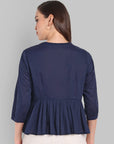 Navy blue Peplum pleated top
