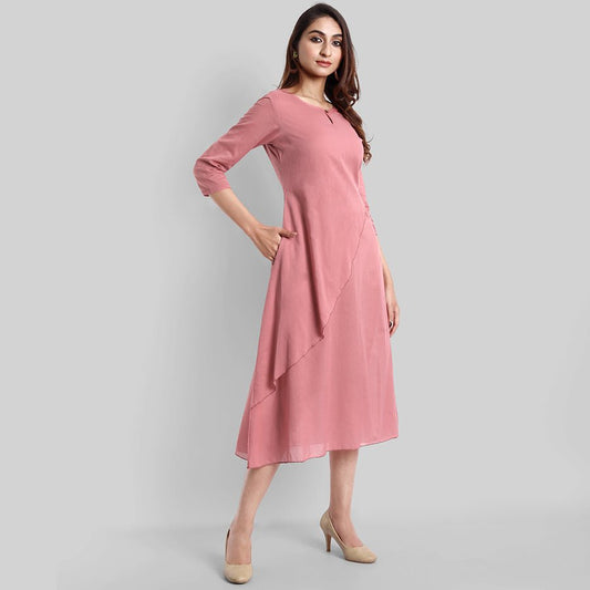 Pink Mul Cotton Haseena Dress - Mera Rang