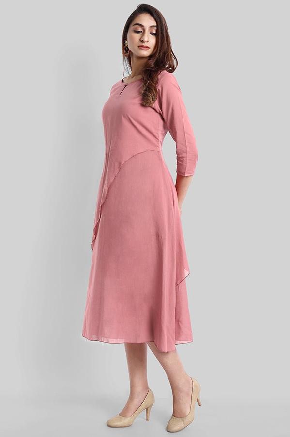 Pink Mul Cotton Haseena Dress - Mera Rang