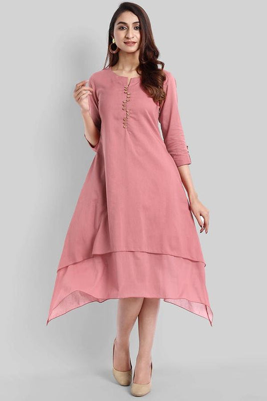 Pink Mul Cotton Hunter Dress - Mera Rang