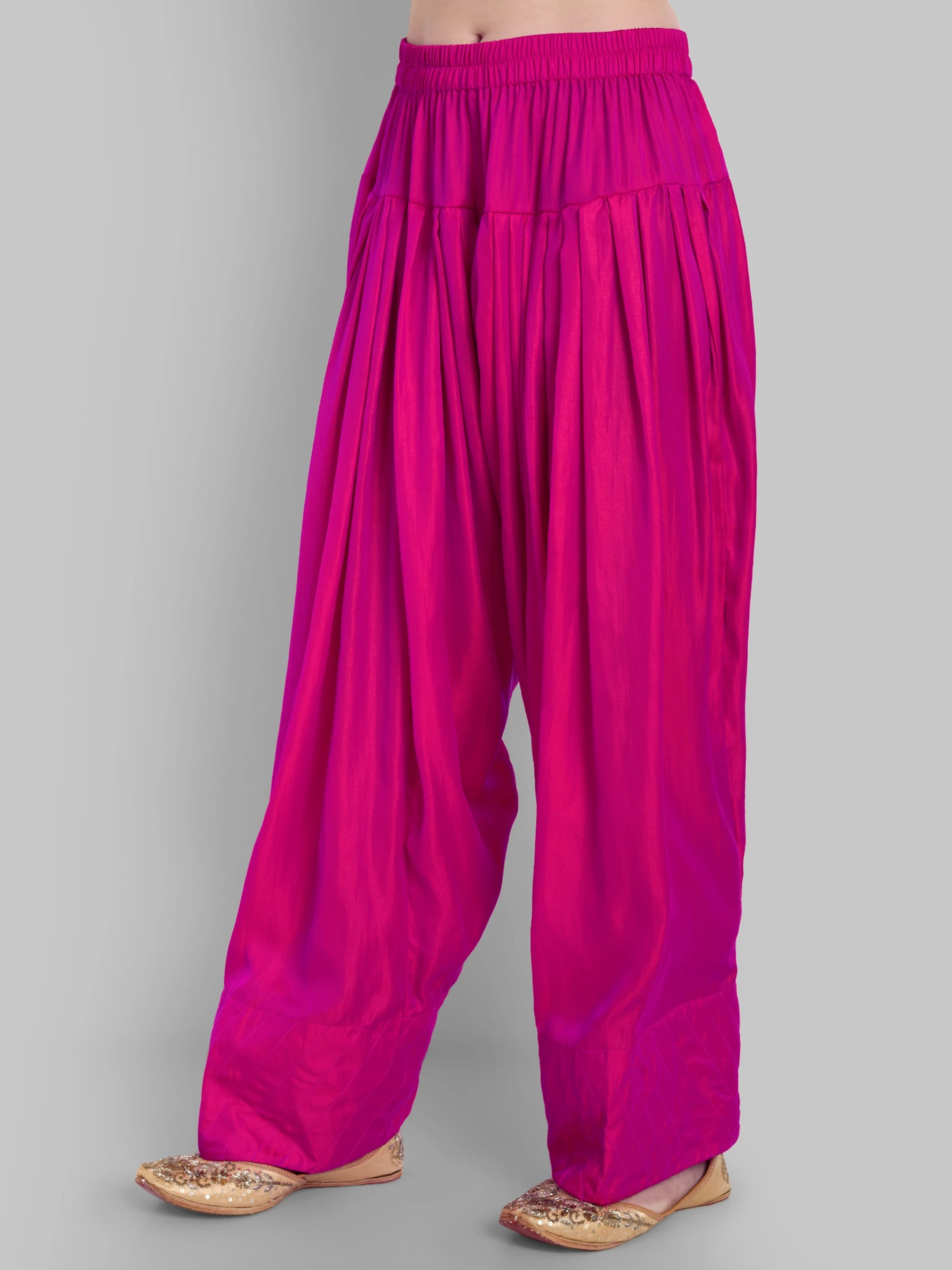 Hot Pink Kurta with Farshi Salwar and Dupatta - Set of 3