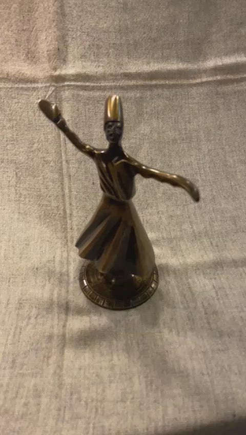 twirling sufi dancing dervish brass statue